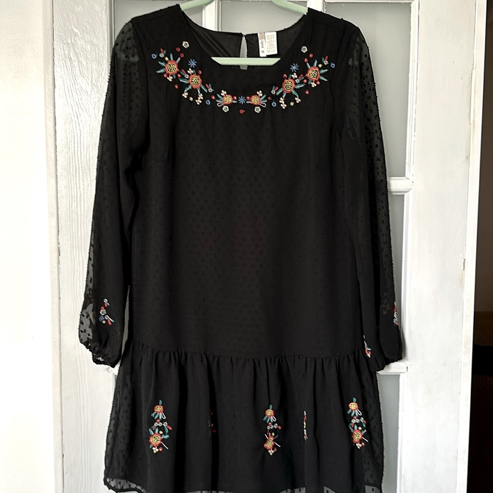 Embroidered drop waist dress